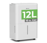 Woleix Déshumidificateur d'air 12L, Deshumidificateur d air Anti Moisissure, Deshumidificateur d air electrique 25m²/122m³, Drainage Continu, Minuterie 24H, avec pour Salles de Bains, 10 a. Gar.