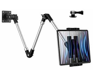 woleyi Support Mural Tablette Bras Long en Métal, Porte iPad Mural Percé Réglable avec Bras Pliable [Bras en Aluminium 95cm] pour iPad Pro Air Mini, Galaxy, Surface, Switch, Téléphone, 4-12.9"