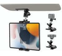 woleyi Support Tablette Pare-Soleil Voiture, Support iPad Camion visière avec Adaptateur de Vis de Caméra 1/4, Pince Multifonctionnel pour iPad, Galaxy Tabs, Lenovo, Fire, iPhone, 4-12,9"