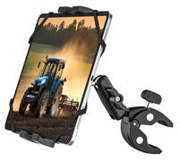 woleyi Support Tablette Tracteur Guidon avec Bras Métallique Réglable | Anti-Vibration - Fixation Tablette sur Tube Barre Pôle pour Excavatrice Chargeuse pour iPads, Téléphones, 4-13"