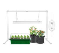 Wolezek Lampe LED à spectre complet avec minuterie de 6/9/12 h, 144 LED 60 cm T5, lampe de croissance blanche pour plantes, lumière de démarrage de semences pour plantes d'intérieur, ensemble de