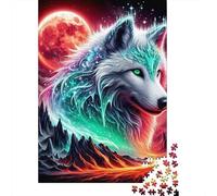Wolf 1000 Pièces Papier Résistant Blood Loup de la Lune Puzzle Adultes Puzzle Portable Soirée Jeux en Famille Stimulant Et Amusant Facile Ranger 52x38cm/1000pcs