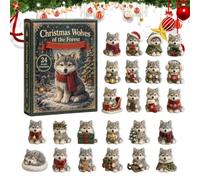 Wolf Advent 2026 24 jours plat acrylique 2D collection Noël 2026 | Figurine de loup - Compte à rebours - Pour chambre à coucher, bureau, centre commercial, magasin, hôtel, église