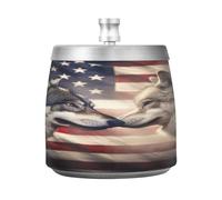 Wolf American FlaD Cendrier avec couvercle coupe-vent en acier inoxydable inodore sans fumée pour la maison, le bureau, la table, le patio, l'extérieur, le balcon