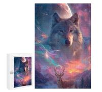 Wolf and Deer Fantasy Landscape-1 Puzzle 1000 Pièces Educa Jouet en Bois Cadeau Unique Décoration Intérieure Jeu Éducatif Challenge Toy Adultes Et Enfants À Partir De 14 Ans 1000 PCS
