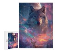 Wolf and Deer Fantasy Landscape-1 Puzzle 1000 Pièces Educa Jouet en Bois Cadeau Unique Décoration Intérieure Jeu Éducatif Challenge Toy Adultes Et Enfants À Partir De 14 Ans 500 PCS