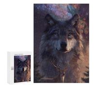 Wolf and Deer in Space Puzzle 1000 Pièces Educa Jouet en Bois Cadeau Unique Décoration Intérieure Jeu Éducatif Challenge Toy Adultes Et Enfants À Partir De 14 Ans 300 PCS