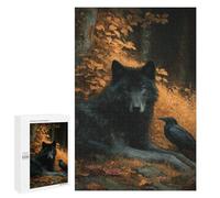 Wolf and Raven in Forest Puzzle 1000 Pièces Educa Jouet en Bois Cadeau Unique Décoration Intérieure Jeu Éducatif Challenge Toy Adultes Et Enfants À Partir De 14 Ans 1000 PCS