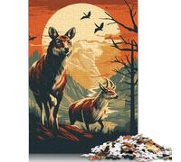 Wolf Animal Retro Puzzle 1000 Pièces Cadeau Unique Jeu Éducatif Challenge Toy À De Qualité Supérieure Peinture Art pour Adultes Et Enfants 1000pcs (40x28cm)