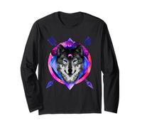 Wolf Animals Funny Graphic Wolve Lover Manche Longue