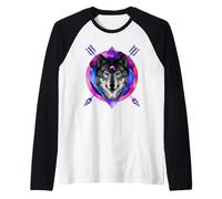 Wolf Animals Funny Graphic Wolve Lover Manche Raglan