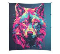 Wolf Aquarelle Cool Oeuvre Tente de Plage Facile à Monter,Abri Solaire pour Le Camping avec Sacs de Sable,Pelles à Sable pour Les Pique Niques en Plein Air