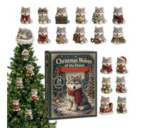 Wolf Avent 2026 - Objet plat de collection en acrylique 2D - Cadeau de Noël | Figurine de sac compte à rebours, décoration festive à suspendre pour la maison, le bureau, le centre commercial, le magasin