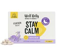 Wolf Belly - Complément Apaisant pour Chiens et Chats Goût Poulet (30 Comprimés) à la Valériane | Favorise la Sérénité et la Relaxation - Fabriqué en Europe