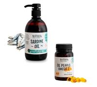 Wolf Belly - Pack Gélules d’Oméga 3 et Huile de Sardine 100% Naturel | Oméga 3 et 6, EPA et DHA | Peau Saine et Pelage Brillant | Articulations Fortes | pour Chiens et Chats - Fabriqué en UE