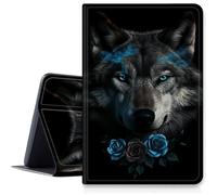 Wolf Blue Rose Étui pour iPad Air 3ème génération 2019/iPad Pro 10,5" 2017, résistant aux chocs, pliable en cuir synthétique, support réglable avec mise en veille/réveil automatique pour iPad Air 3ème