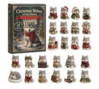 Wolf Calendrier de l'Avent plat en acrylique 2D à collectionner pour Noël | Calendrier de compte à rebours de loup pour maison, chambre à coucher, centre commercial, magasin, hôtel, église, guirlande