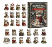 Wolf Calendrier de l'Avent plat en acrylique 2D à collectionner pour Noël | Pendentif loup - Décoration de l'Avent pour la maison, la chambre à coucher, le centre commercial, le magasin, l'hôtel