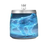 Wolf Cendrier galaxie du Nord avec couvercle coupe-vent en acier inoxydable inodore sans fumée pour la maison, le bureau, les cigarettes, la terrasse, l'extérieur, le balcon