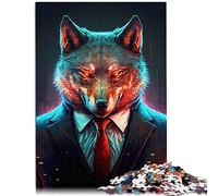 Wolf CEO in Suit Puzzles pour Adultes 1000 pièces Puzzles en Carton Puzzle Durable pour Adultes 26x38 cm
