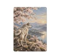 Wolf Cherry Blossom Mountain Sunset Plaque En Métal 40x30cm Déco Maison | Décorez l'espace loisirs avec des plaques murales décoratives pour une déco sans surcharge.