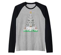 Wolf Christmas Shirt Merry Wolfmas Christmas Tree Manche Raglan