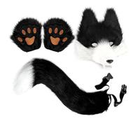 Wolf Cosplay Set - Kit D’accessoires Faux Animaux | Ensemble De Gants Réalistes Avec Pince À Queue De Masque, Tenue De Fête De Carnaval D'Halloween, Accessoire De Mascarade Pour Spectacle De Mode Sur