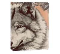 Wolf Couverture de livre remplaçable en cuir PU réutilisable Convient pour les ordinateurs portables de 148 x 210 mm