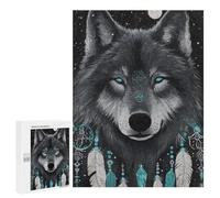 Wolf Dreamcatcher Wall Art Print Puzzle 1000 Pièces Educa Jouet en Bois Cadeau Unique Décoration Intérieure Jeu Éducatif Challenge Toy Adultes Et Enfants À Partir De 14 Ans 500 PCS