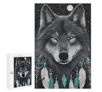 Wolf Dreamcatcher Wall Art Print Puzzle 1000 Pièces Educa Jouet en Bois Cadeau Unique Décoration Intérieure Jeu Éducatif Challenge Toy Adultes Et Enfants À Partir De 14 Ans 1000 PCS