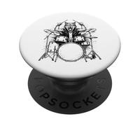 Wolf Drummer Rock Wild Animal Jouant de la Batterie PopSockets PopGrip Adhésif