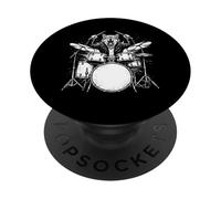 Wolf Drummer Rock Wild Animal Jouant de la Batterie PopSockets PopGrip Adhésif