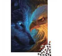Wolf Eagle Dual Puzzles 1000 Pièces Cadeau Unique Jeu Éducatif Challenge Toy À De Qualité Supérieure Peinture Art pour Adultes Et Enfants 52x38cm/1000pcs
