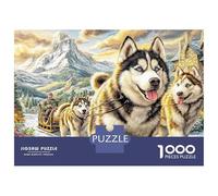 Wolf en Autumn 1000 Pièces Solide Carton Puzzle Happy Husky Pack dans Un Montagne Village Photo Perso Qualité Premium Adultes 70x50cm/1000pcs