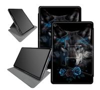 Wolf Étui en cuir synthétique pour tablette Kindle Fire HD 8 et Fire HD 8 Plus (12e/10e génération, version 2022/2020), support pliable rotatif à 360 degrés, fonction veille/réveil automatique