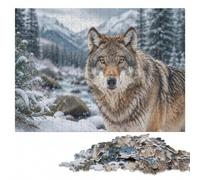 Wolf Face Puzzle en Bois pour Adultes, Idée Cadeau, 500 pièces | Cadeau puzzle - activité d'intérieur le w nd seul ou à plusieurs.