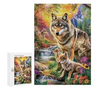 Wolf Family in Fantasy Forest Puzzle 300 Pièces Educa Jouet en Bois Cadeau Unique Décoration Intérieure Jeu Éducatif Challenge Toy Adultes Et Enfants À Partir De 14 Ans 300 PCS