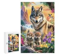 Wolf Family in Flowers-1 Puzzle 1000 Pièces Educa Jouet en Bois Cadeau Unique Décoration Intérieure Jeu Éducatif Challenge Toy Adultes Et Enfants À Partir De 14 Ans 1000 PCS