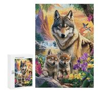 Wolf Family in Flowers-1 Puzzle 1000 Pièces Educa Jouet en Bois Cadeau Unique Décoration Intérieure Jeu Éducatif Challenge Toy Adultes Et Enfants À Partir De 14 Ans 300 PCS