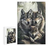 Wolf Family in Forest : Projet Puzzle du W nd, 1000 PCS Puzzle De Table pour Adultes, pour Un Loisir Créatif en Intérieur