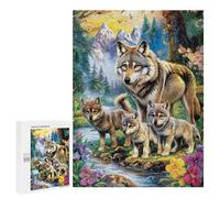 Wolf Family in Forest Scene Puzzle 1000 Pièces Educa Jouet en Bois Cadeau Unique Décoration Intérieure Jeu Éducatif Challenge Toy Adultes Et Enfants À Partir De 14 Ans 500 PCS