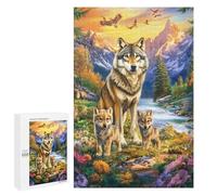 Wolf Family in Wildflowers-2 Puzzle 1000 Pièces Educa Jouet en Bois Cadeau Unique Décoration Intérieure Jeu Éducatif Challenge Toy Adultes Et Enfants À Partir De 14 Ans 1000 PCS