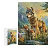 Wolf Family in Wildflowers Puzzle 1000 Pièces Educa Jouet en Bois Cadeau Unique Décoration Intérieure Jeu Éducatif Challenge Toy Adultes Et Enfants À Partir De 14 Ans 300 PCS