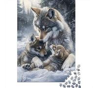 Wolf Family Snow Puzzle 1000 Pièces Educa Jouet en Bois Jeu D'Intelligence Décoration Intérieure Jeu Éducatif Challenge Toy Adultes Et Enfants À Partir De 14 Ans 38x26cm/1000pcs