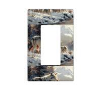 Wolf Family Winter Wonderland Plaque murale 1 gang de taille moyenne 12,7 x 7,6 cm, couvercle décoratif pour interrupteur, couvercle de prise de courant en polycarbonate thermoplastique
