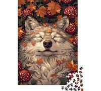 Wolf Feuille Champignon 1000 Pièces Mini Puzzle pour Adultes Idée Cadeau | 52x38cm Carton Amateurs De Puzzles Détente Puzzle Intellectuel Cadeau Anniversaire Décoration Salle