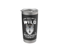 Wolf Find Your Way In The Wild Funny Wolves Lovers Gobelet isotherme en acier inoxydable double paroi