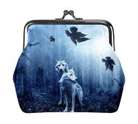 Wolf Forest Dark Predator Animal Porte-Monnaie Portefeuille Sac Change Pouch Cadeaux pour Femmes Enfants Filles Porte-clés