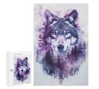 Wolf Forest Double Exposure Art Print-1 Puzzle 1000 Pièces Educa Jouet en Bois Cadeau Unique Décoration Intérieure Jeu Éducatif Challenge Toy Adultes Et Enfants À Partir De 14 Ans 1000 PCS