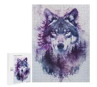 Wolf Forest Double Exposure Art Print-1 Puzzle 1000 Pièces Educa Jouet en Bois Cadeau Unique Décoration Intérieure Jeu Éducatif Challenge Toy Adultes Et Enfants À Partir De 14 Ans 500 PCS